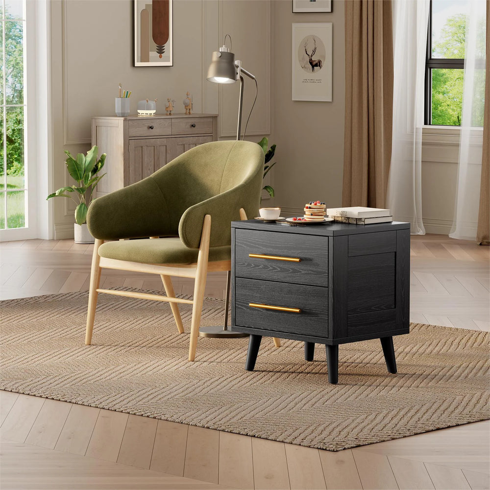 Noelse 3 Piece Bedroom Furniture Set, 6 Drawer Dresser with 2 Nightstands, Modern Wood Storage Organizer with Metal Handles for Bedroom, Living Room, Black