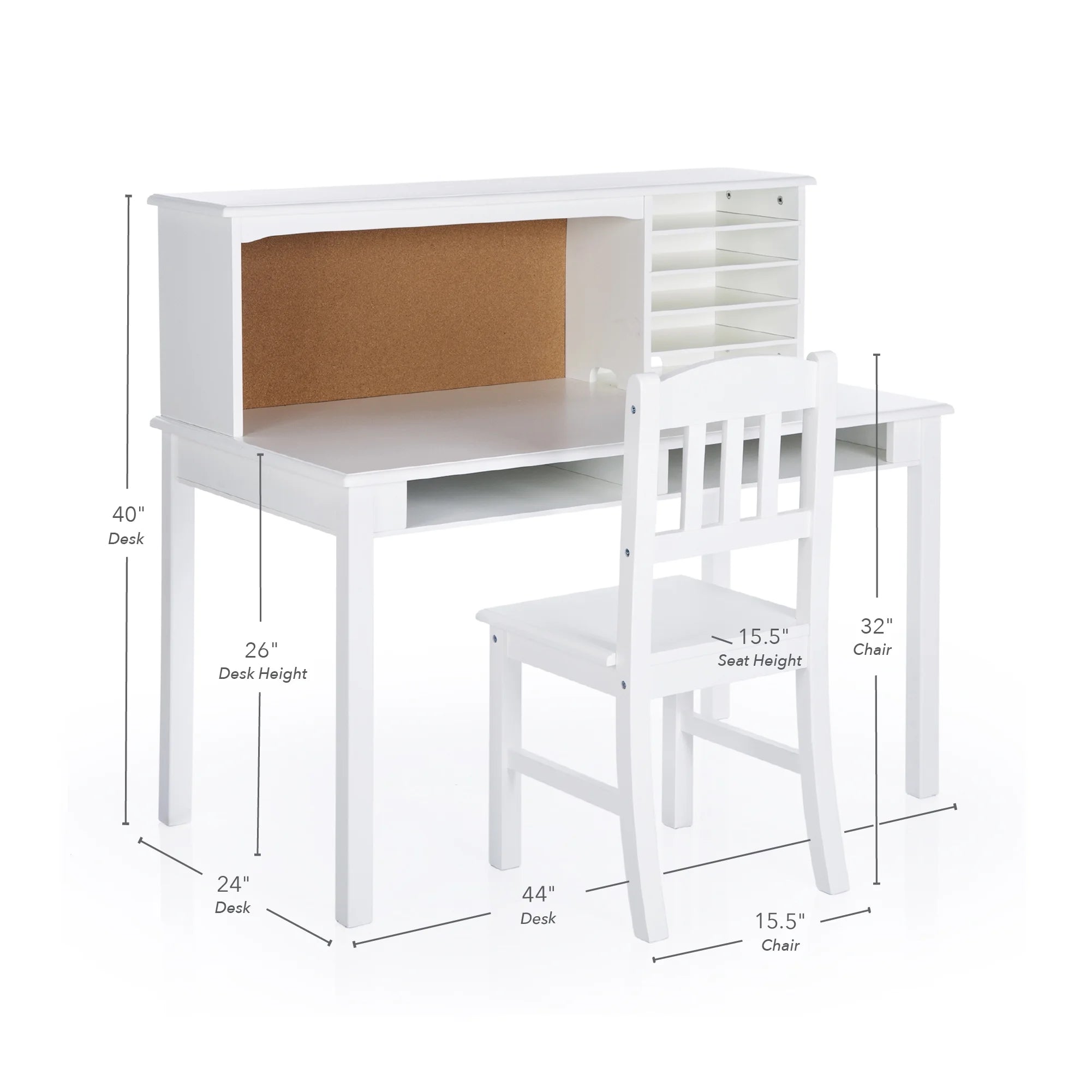 Guidecraft Kids Media Desk and Chair Set - Gray: Kids Desk and Chair Set, Study Table for Kids with Hutch and Shelf, Wood Bedroom Furniture Set