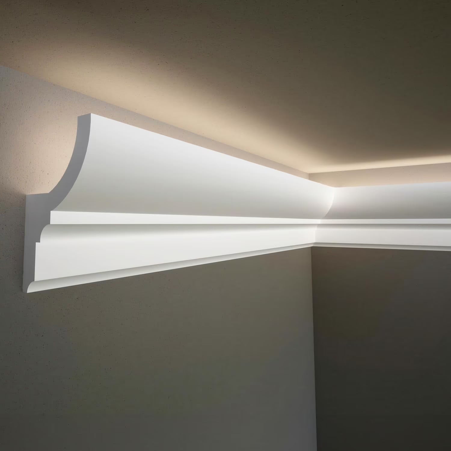 7-Piece Crown Molding with LED Duct Kit, 55.12 ft Waterproof Channel for Ambient Home Accent Lighting and LED Strip Installation