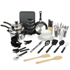 Gibson Home 71 Piece Stainless Steel Silver Cookware Combo Set