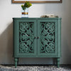 HLR 48" Accent Cabinet with 4 Doors, Vintage Hollow Carving Storage Credenza, Sideboards and Buffets Cabinet for Living Room, Kitchen, Dining Room, Entryway