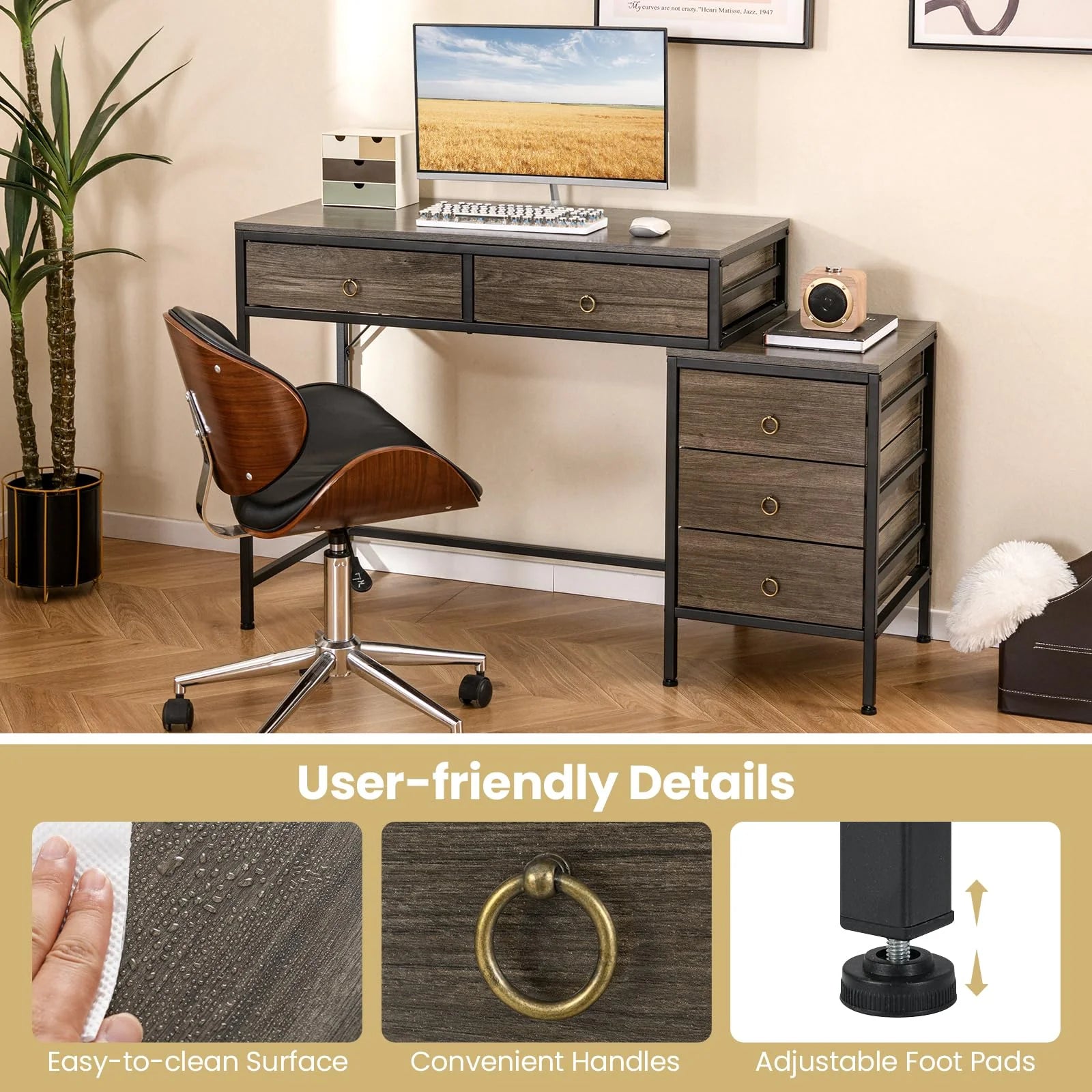Tangkula 51" Home Office Desk with Printer Stand