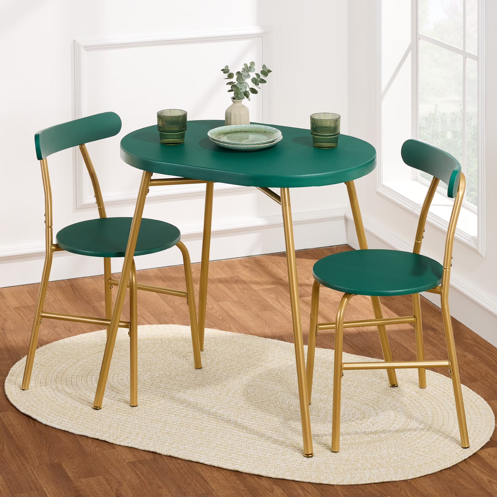 Best Choice Products 3 - Piece Modern Oval Dining Table Set, Small Kitchen Dinette W/ 2 Chairs - Black/Black