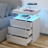 Hommpa LED Nightstand Wireless Charging Station USB Type C Outlets Bedside Table 3 Drawers Black Night Table Modern Smart Nightstand High Gloss End Side Table for Bedroom Furniture 26.8" Tall - Gray / 2 Pack