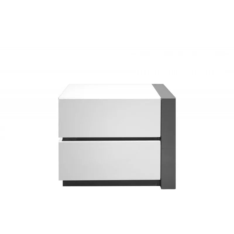 3 - Piece Modern Bedroom Furniture Set, California King Platform Bed with 2x Nightstand, White Lacquer Finish