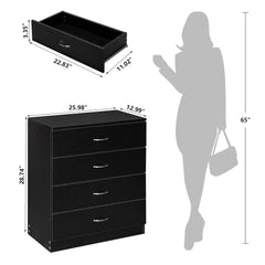 Segmart Black Chest of 4 Drawers, Wood Bedroom Furniture Chest Cabinet with Metal Handles for Kids Room - Rustic Brown