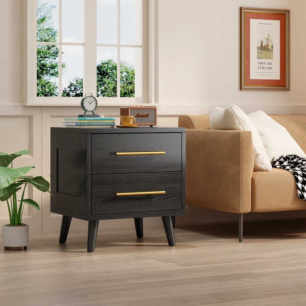 Noelse 3 Piece Bedroom Furniture Set, 6 Drawer Dresser with 2 Nightstands, Modern Wood Storage Organizer with Metal Handles for Bedroom, Living Room, Black
