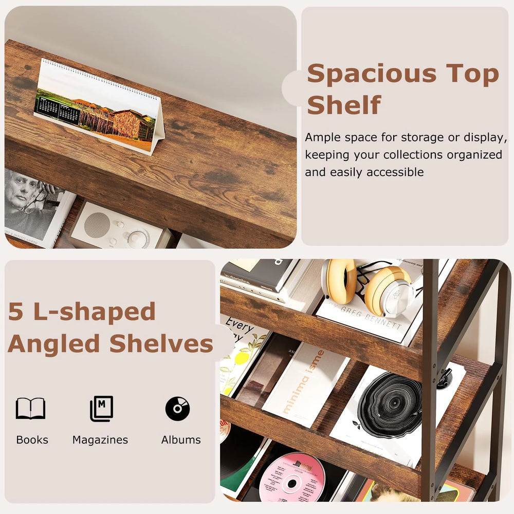 Tangkula 6-Tier Tall Freestanding Bookshelf with Angled Shelves for Home Office