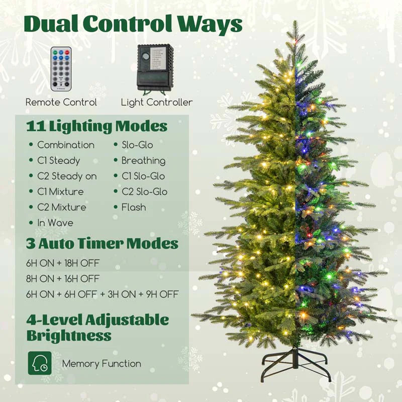 6/7.5/9 FT Pre-lit Artificial Christmas Tree with 260/380/560 Multicolor Lights, 714/1162/1770 Branch Tips, 11 Lighting Modes, Remote & Timer