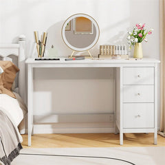Computer Desk with 3 Storage Drawers, 48" Modern Home Office Desk with Spacious Desktop, Compact Study Writing Desk Workstation for Bedroom - Brown
