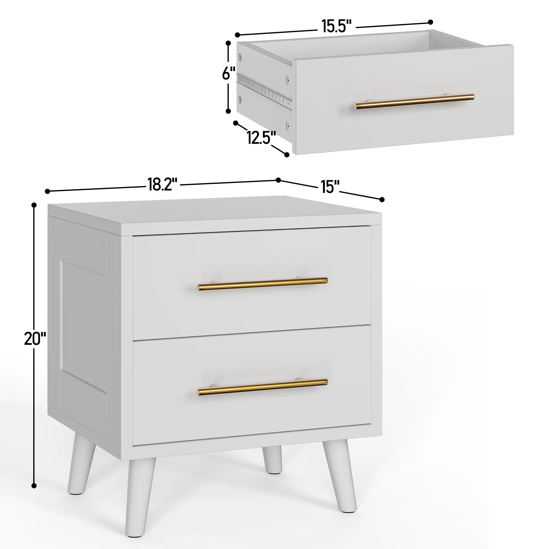 Bedroom Furniture Set - Includes Queen Bed Frame, Nightstands Set of 2, 5 - Drawer Dresser & Double Wide 6 - Drawer Dresser - Modern Storage Solution for Stylish Home Decor, Black