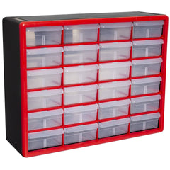 Akro-Mils 24 Drawer Plastic Storage Organizer with Drawers for Hardware, Small Parts, Craft Supplies, Red, Size: One Size