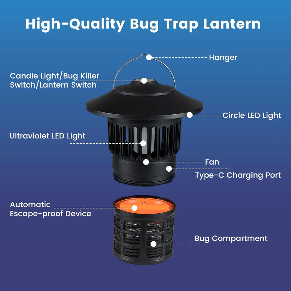 Tangkula Bug Zapper Outdoor Mosquito Killer Fly Traps with 3 Adjustable Lighting Modes