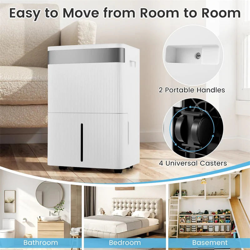 5500 Sq.Ft 96 Pint Dehumidifier for Basement, Portable Home Dehumidifier with Drain Hose, Auto Defrost, 24H Timer & Sleep Mode for Bathroom Bedroom