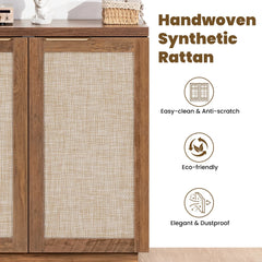 Hommpa Sideboard Buffet Cabinet Rattan Kitchen Storage Organizer with 5 - Position Adjustable Shelf & 2 Doors Boho Farmhouse Accent Cabinets TV Console for Living Dining Room Coffee Bar - 31.5" x 15.55" x 31.5" / 2 Pack