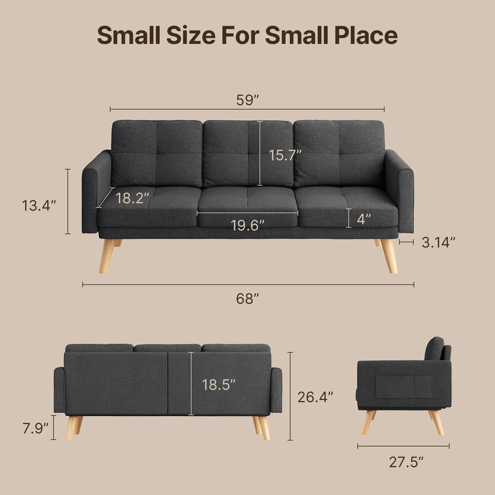 Bedroom Furniture Set - Includes Queen Bed Frame, 4 - Drawer Dresser Set of 2 & 3 Seat Futon Sofa - Modern Storage Solution for Stylish Home Decor