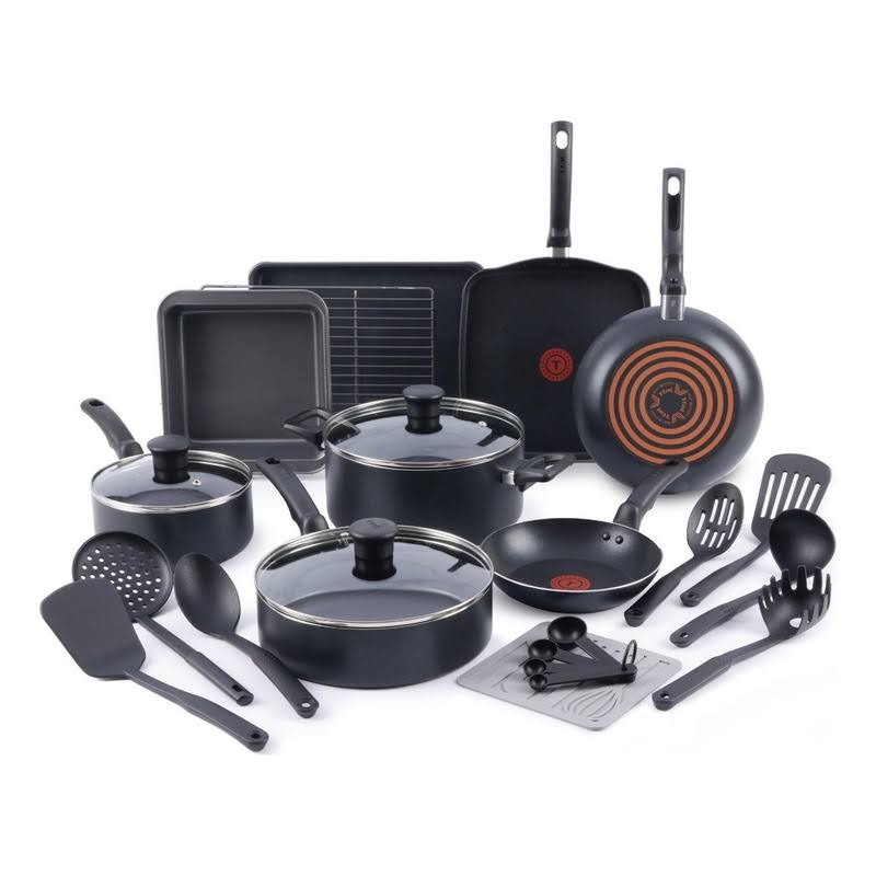 T-Fal Kitchen Solutions 21-Piece Nonstick Cookware Set, Black