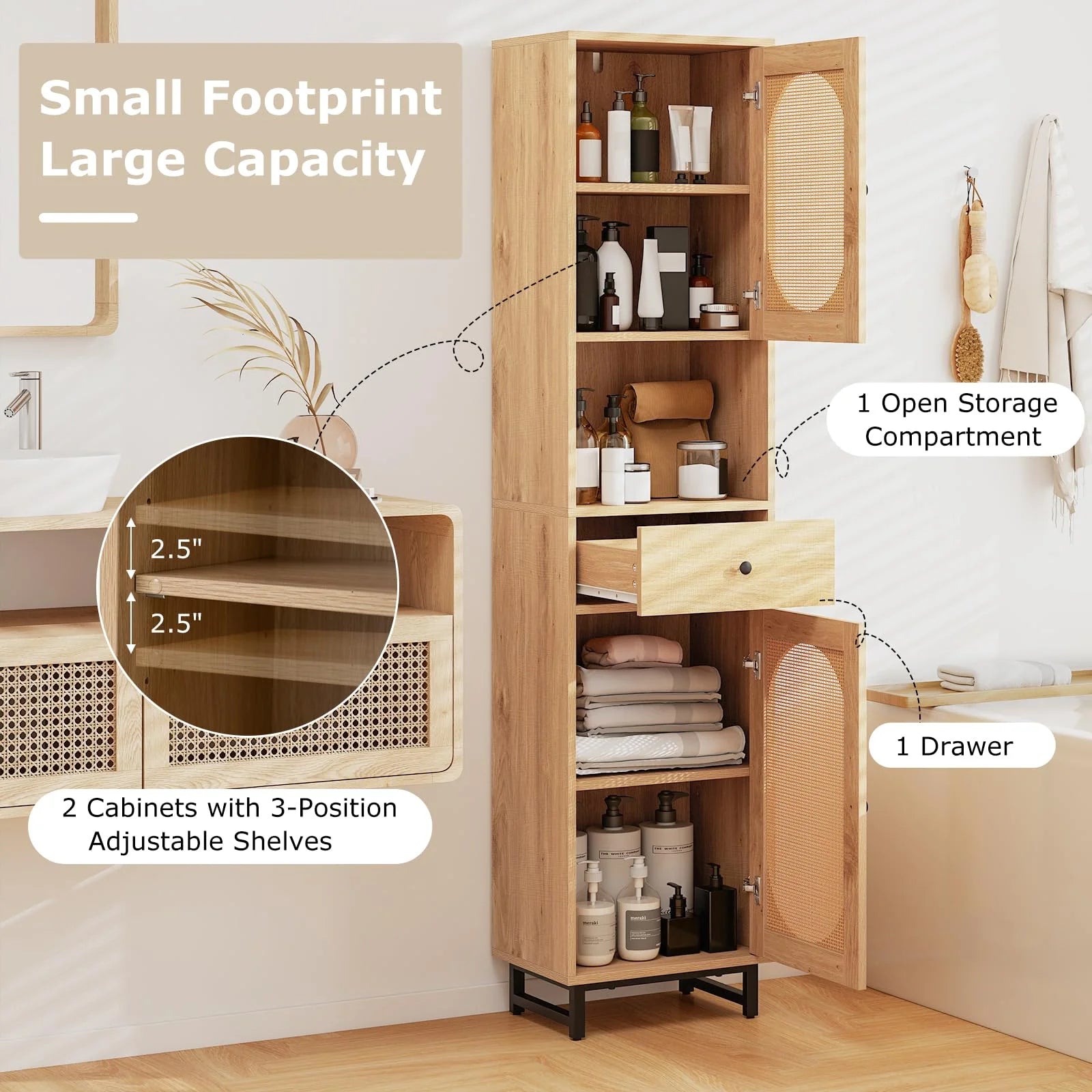 Tangkula Tall Bathroom Storage Cabinet