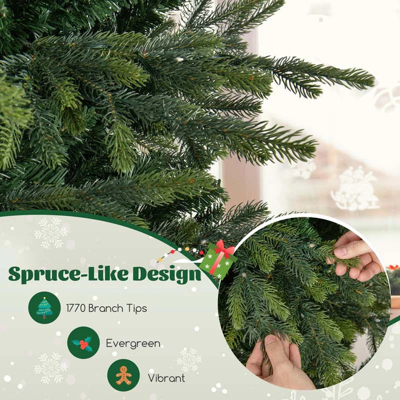 6/7.5/9 FT Pre-lit Artificial Christmas Tree with 260/380/560 Multicolor Lights, 714/1162/1770 Branch Tips, 11 Lighting Modes, Remote & Timer
