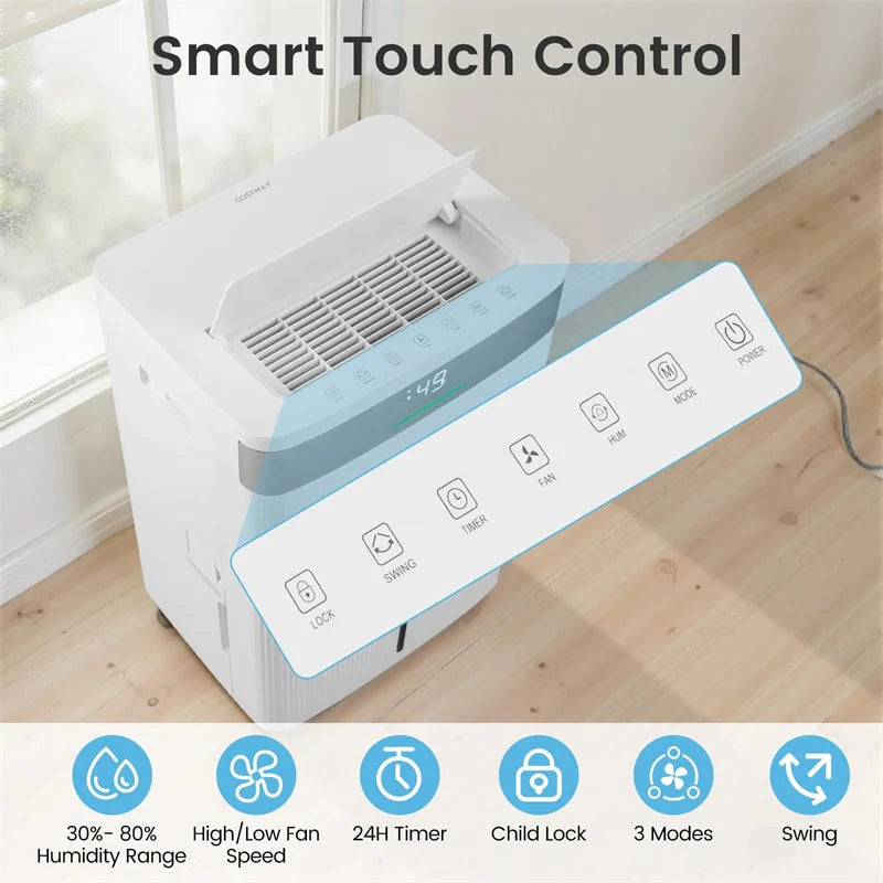 5500 Sq.Ft 96 Pint Dehumidifier for Basement, Portable Home Dehumidifier with Drain Hose, Auto Defrost, 24H Timer & Sleep Mode for Bathroom Bedroom