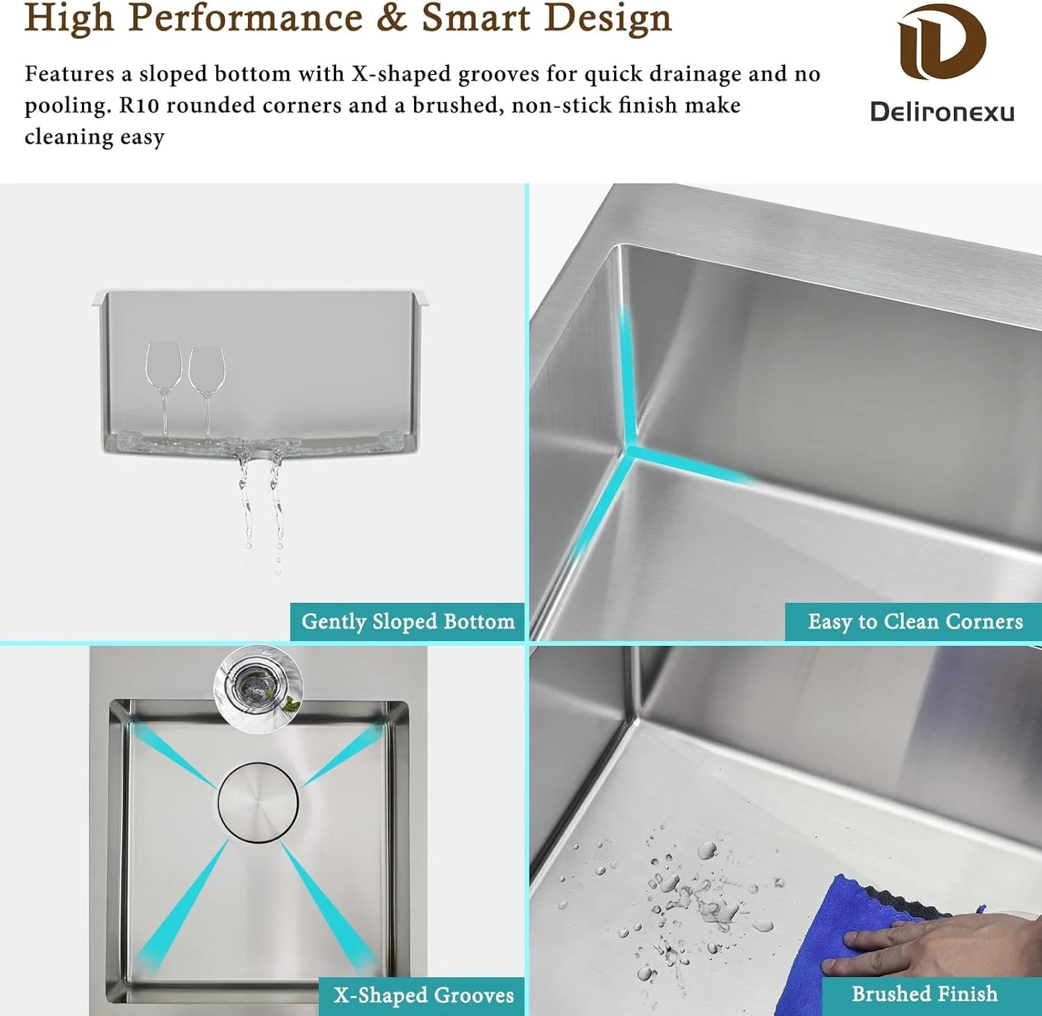 17 in Bar Sink Drop in - Small Kitchen Sink, Modern 18 Gauge Stainless Steel Sink with Brushed Finish, 17"x19"x6" Single Bowl Kitchen Sinks for RV, Prep, and Outdoor Use