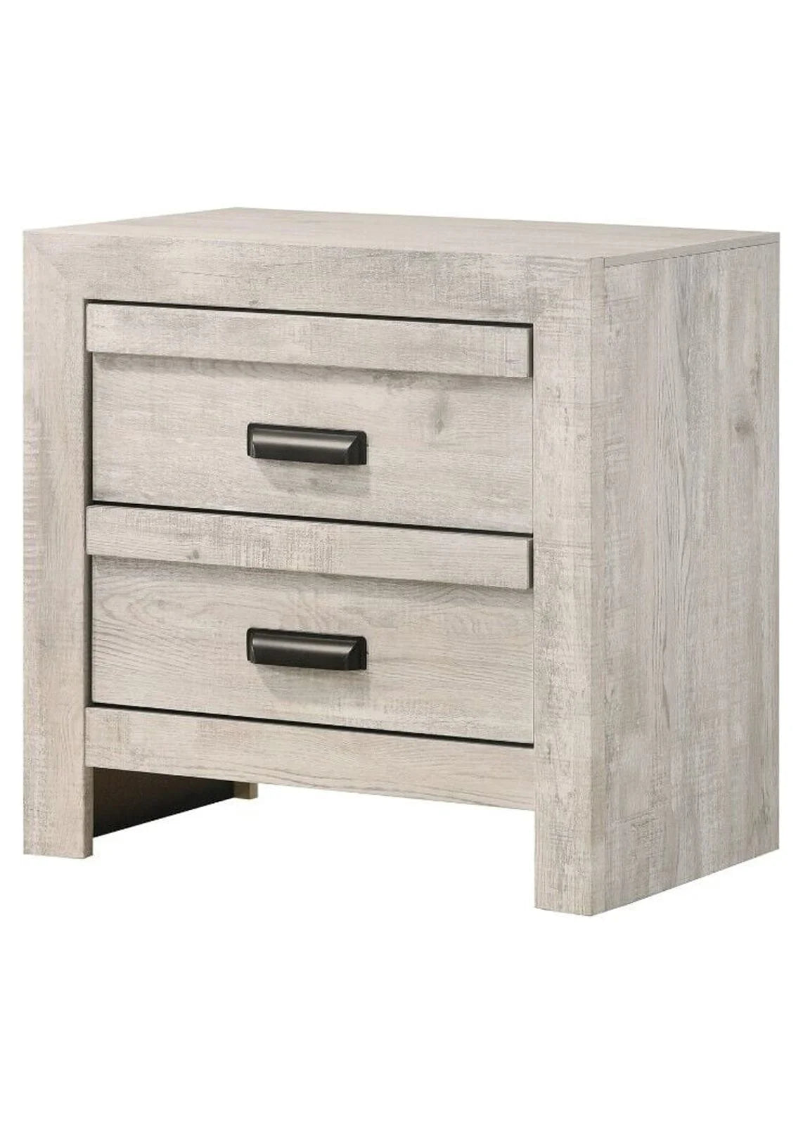3pc Rustic Beige Gray Finish Bedroom Furniture Queen Size Bed Nightstand Chest Set