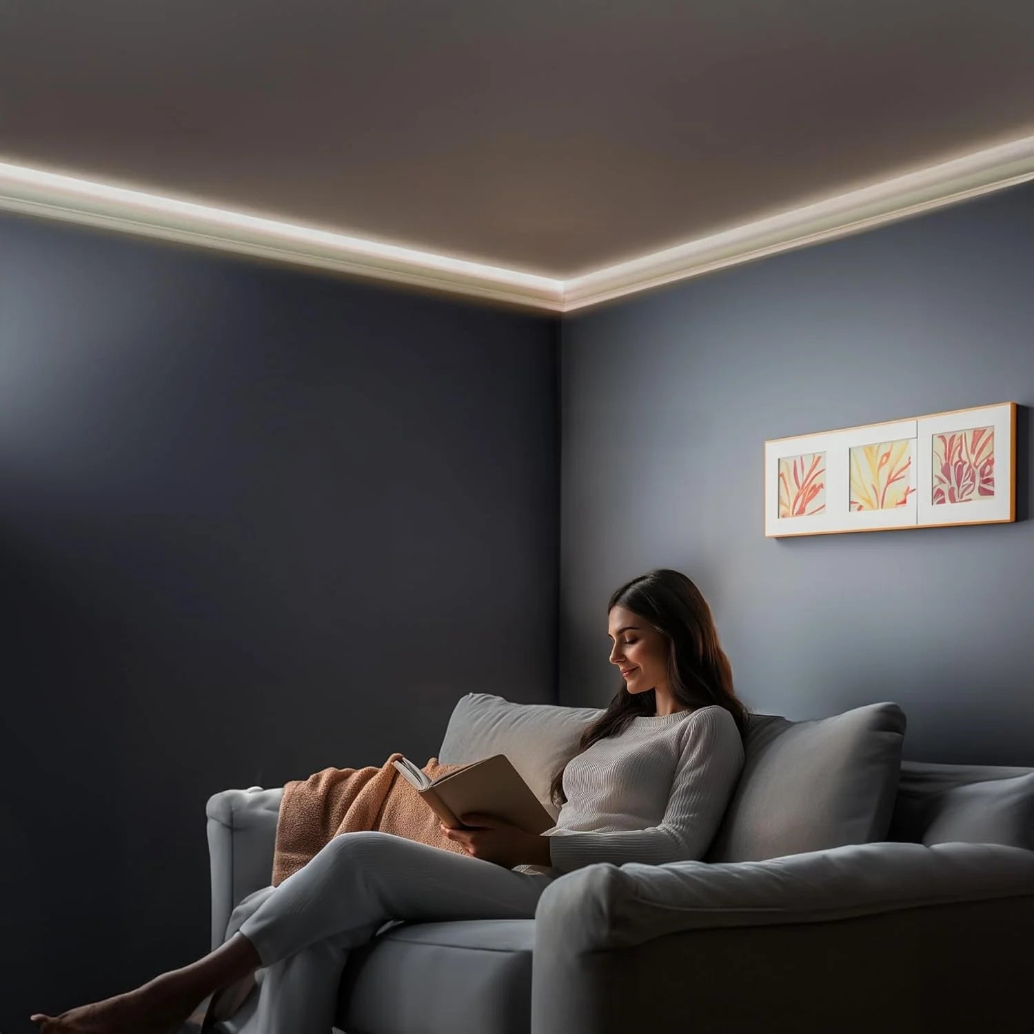 7 - Piece 94.5 (55.12 Ft) Crown Molding with Duct Kit for Seamless Ambient Home Accent Lighting | Waterproof Channel for Easy LED Strip Installation (CROWN MOLDING WITH LED DUCT)