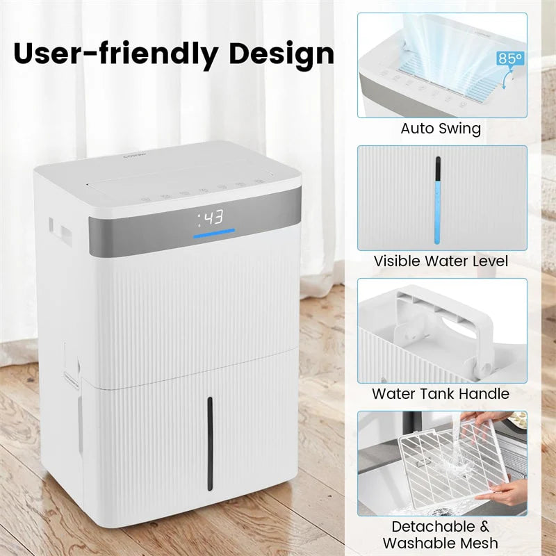 5500 Sq.Ft 96 Pint Dehumidifier for Basement, Portable Home Dehumidifier with Drain Hose, Auto Defrost, 24H Timer & Sleep Mode for Bathroom Bedroom