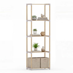 Tangkula 4/5-Tier Solid Wood Bookshelf for Home Office