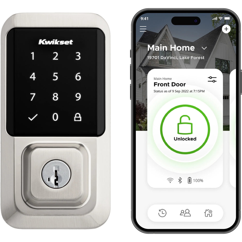 Kwikset Halo Touchscreen Wi - Fi Smart Deadbolt Hardware Lock with Smartkey Satin Nickel