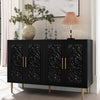 HLR 48" Accent Cabinet with 4 Doors, Vintage Hollow Carving Storage Credenza, Sideboards and Buffets Cabinet for Living Room, Kitchen, Dining Room, Entryway