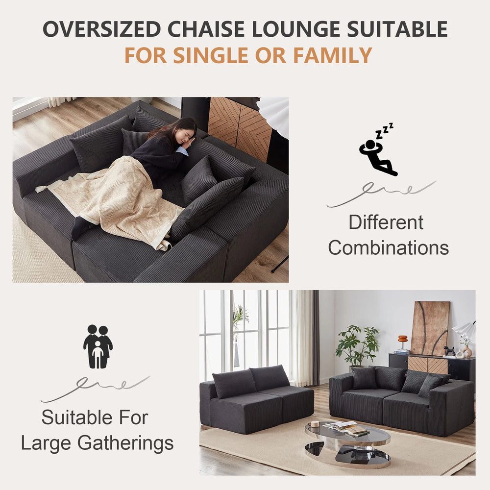 104 - Inch Corduroy Modular L Shaped Sectional Sofa, Luxury Floor Couch Set, Upholstered Indoor Furniture, Foam - Filled Compressed Sofa for Living Room, Bedroom, 4 PC Free Combination ?
