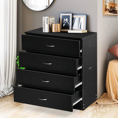 Segmart Black Chest of 4 Drawers, Wood Bedroom Furniture Chest Cabinet with Metal Handles for Kids Room