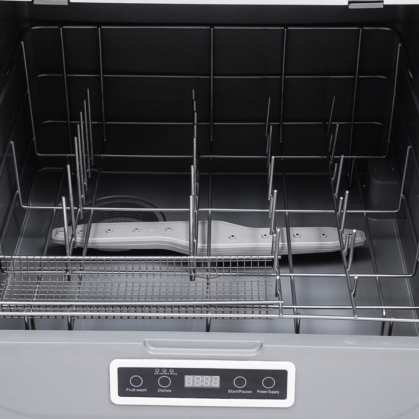 110V 800W Countertop Dishwasher - Stainless Steel, 3 Wash Modes + Fruit Wash, Touch Control, Space - Saving, Ideal for Small Kitchens & Rvs