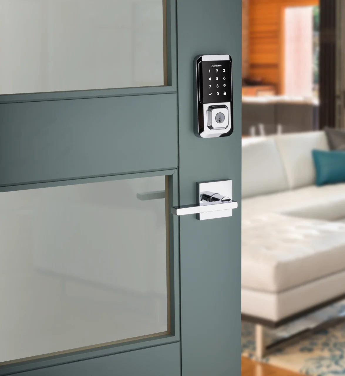 Kwikset Halo Touchscreen Wi - Fi Smart Deadbolt Hardware Lock with Smartkey Satin Nickel