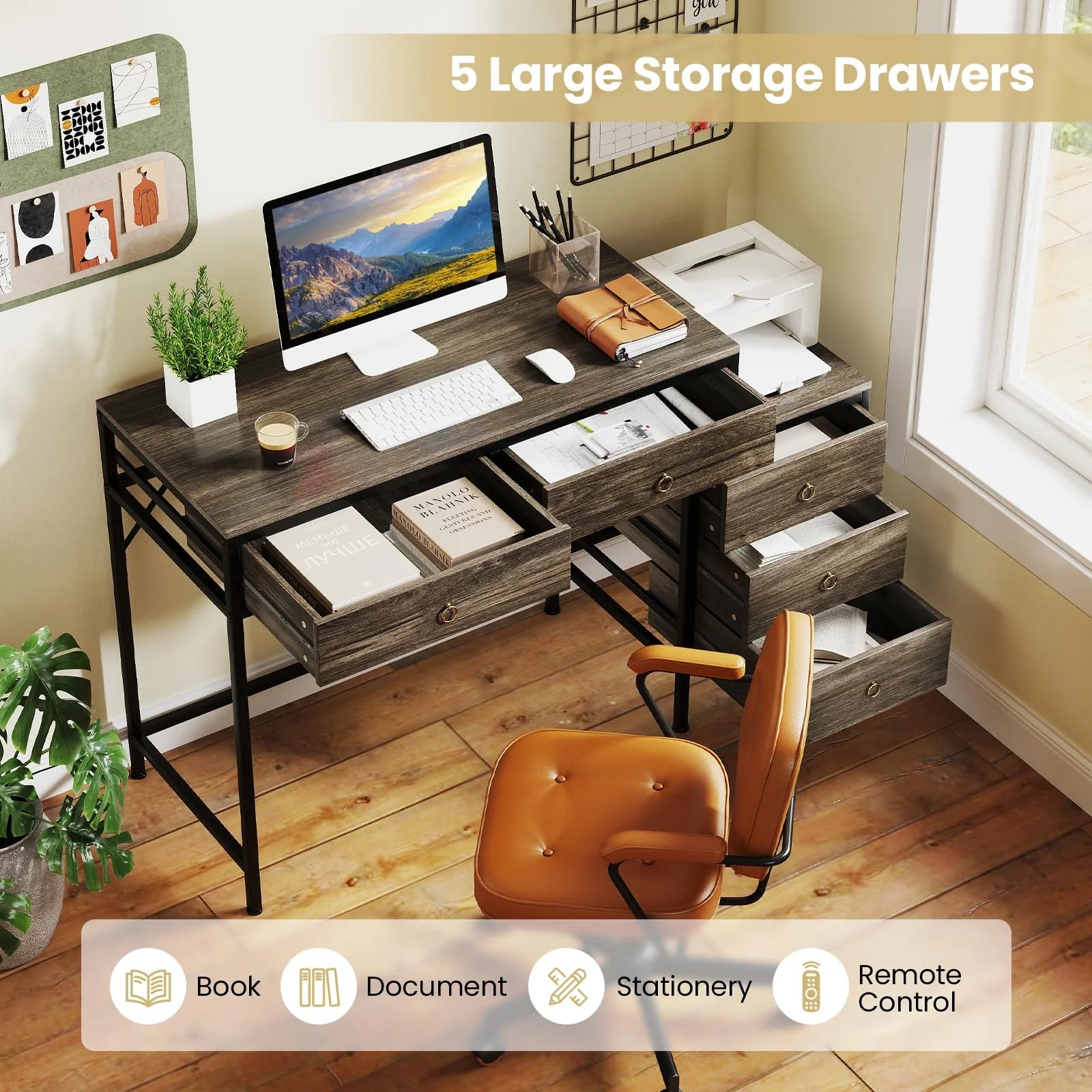 Tangkula 51" Home Office Desk with Printer Stand