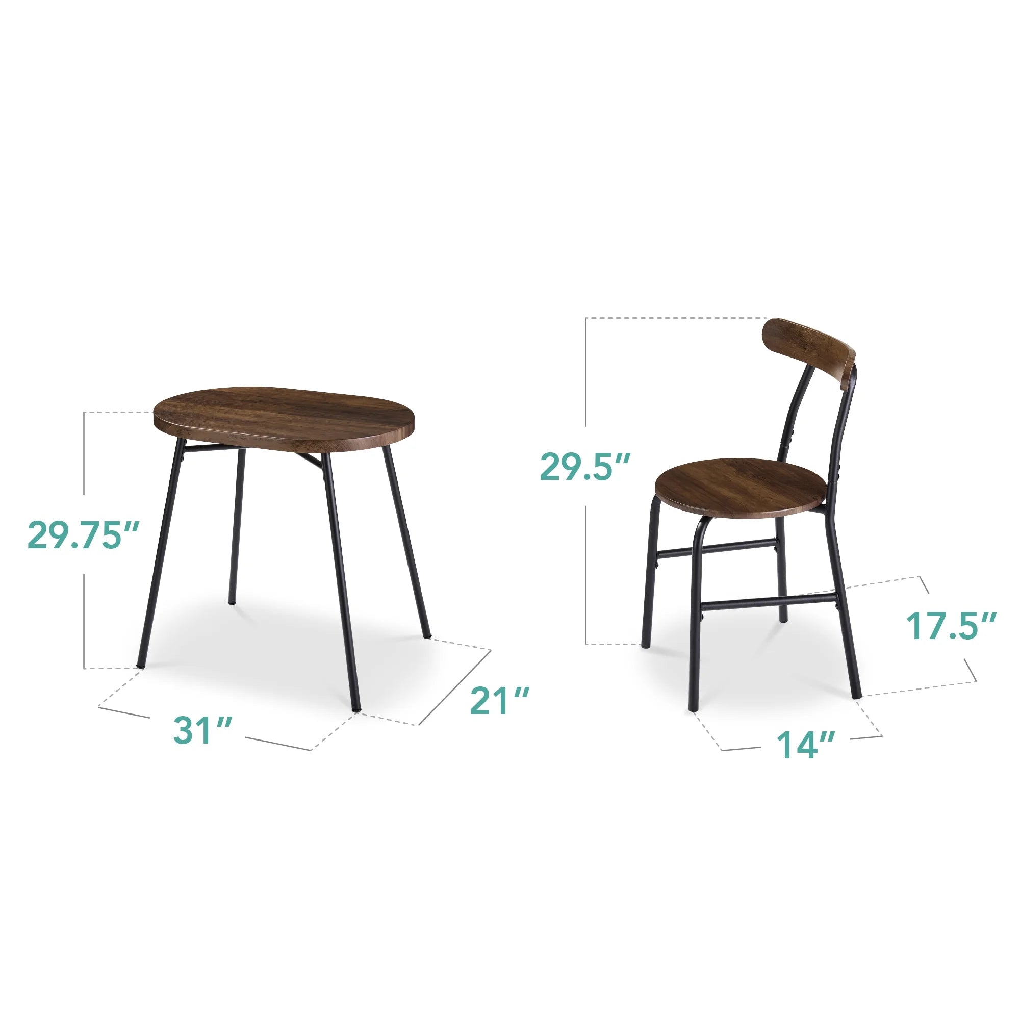 Best Choice Products 3 - Piece Modern Oval Dining Table Set, Small Kitchen Dinette W/ 2 Chairs - Black/Black
