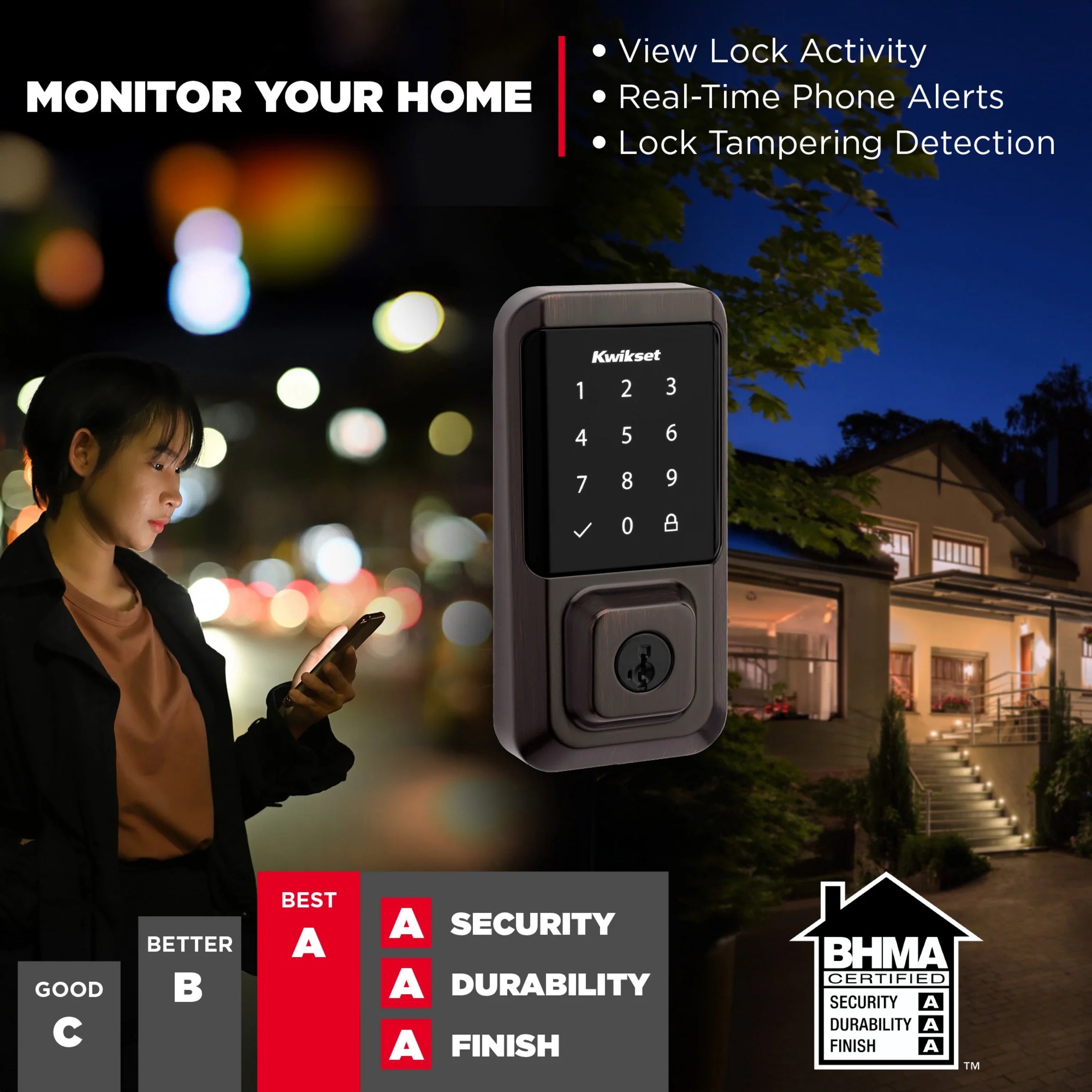 Kwikset Halo Touchscreen Wi - Fi Smart Deadbolt Hardware Lock with Smartkey Satin Nickel