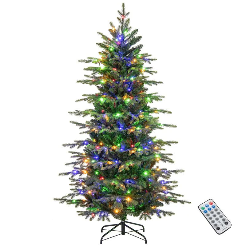 6/7.5/9 FT Pre-lit Artificial Christmas Tree with 260/380/560 Multicolor Lights, 714/1162/1770 Branch Tips, 11 Lighting Modes, Remote & Timer - 7.5 FT