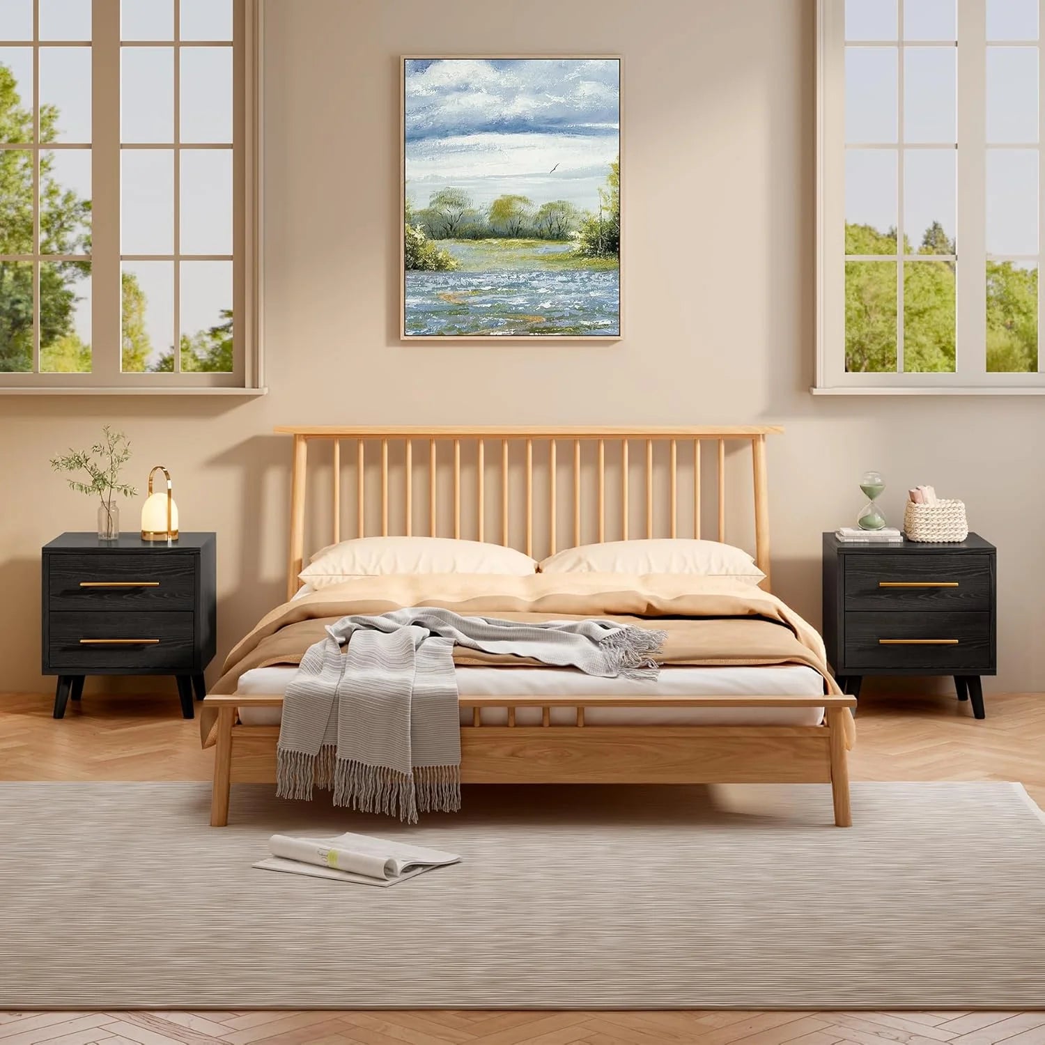 Lofka King Bedroom Furniture Set - Includes One King Bed Frame, Two Nightstands and 2 Dressers for Modern Home Decor