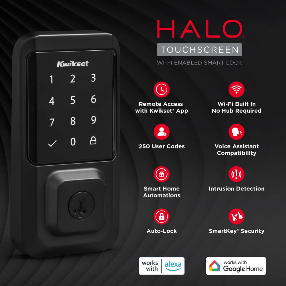 Kwikset Halo Touchscreen Wi - Fi Smart Deadbolt Hardware Lock with Smartkey Satin Nickel